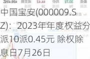 中国宝安(000009.SZ)：2023年年度权益分派10派0.45元 除权除息日7月26日