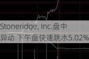 Stoneridge, Inc.盘中异动 下午盘快速跳水5.02%