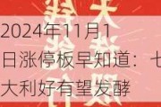 2024年11月1日涨停板早知道：七大利好有望发酵