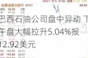 巴西石油公司盘中异动 下午盘大幅拉升5.04%报12.92美元