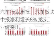 汽车行业周报：汽车板块中报净利增长8% 龙头业绩突出