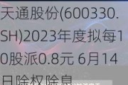 天通股份(600330.SH)2023年度拟每10股派0.8元 6月14日除权除息