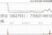 罗欣药业（002793）：7月8日14时16分触及涨停板