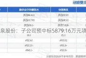 龙泉股份：子公司预中标5879.16万元项目