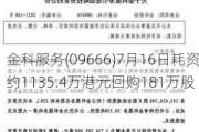 金科服务(09666)7月16日耗资约1135.4万港元回购181万股