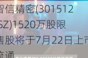 智信精密(301512.SZ)1520万股限售股将于7月22日上市流通