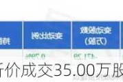 中科软大宗交易折价成交35.00万股