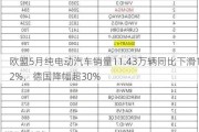 欧盟5月纯电动汽车销量11.43万辆同比下滑12%，德国降幅超30%