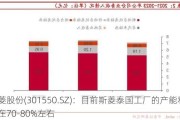 斯菱股份(301550.SZ)：目前斯菱泰国工厂的产能利用率在70-80%左右