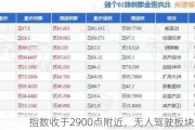 指数收于2900点附近，无人驾驶板块领跌