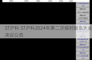 ST沪科:ST沪科2024年第二次临时股东大会决议公告