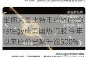 坐拥大量比特币的MicroStrategy成美国热门股 今年以来股价已飙升逾500%