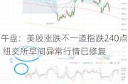 午盘：美股涨跌不一道指跌240点 纽交所早间异常行情已修复