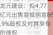 龙元建设：拟4.77亿元出售宣城明宣88.9%股权及对其享有的债权