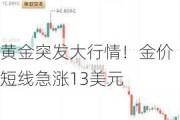 黄金突发大行情！金价短线急涨13美元