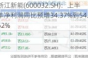 浙江新能(600032.SH)：上半年净利润同比预增34.37%到54.52%