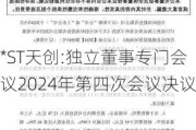 *ST天创:独立董事专门会议2024年第四次会议决议