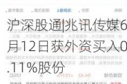 沪深股通|兆讯传媒6月12日获外资买入0.11%股份