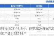 金能科技(603113.SH)：截至2024年6月20日，公司股东户数共35756户