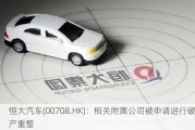 恒大汽车(00708.HK)：相关附属公司被申请进行破产重整