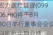 宏力医疗管理(09906.HK)将于8月30日举行董事会会议以审批中期业绩