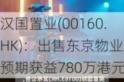 汉国置业(00160.HK)：出售东京物业 预期获益780万港元