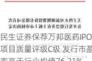 民生证券保荐万邦医药IPO项目质量评级C级 发行市盈率高于行业均值76.21%募资11.31亿元 排队周期近两年