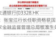 交通银行(03328.HK)：张宝江行长任职资格获国家金融监督管理总局核准生效