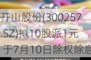 开山股份(300257.SZ)拟10股派1元 于7月10日除权除息