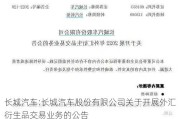 长城汽车:长城汽车股份有限公司关于开展外汇衍生品交易业务的公告