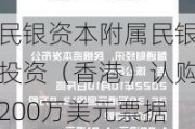 民银资本附属民银投资（香港）认购200万美元票据