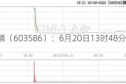 金麒麟（603586）：6月20日13时48分触及涨停板