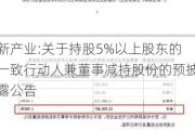 新产业:关于持股5%以上股东的一致行动人兼董事减持股份的预披露公告