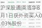 沪深股通|英洛华8月1日获外资买入0.03%股份