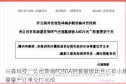 兴森科技：公司珠海FCBGA封装基板项目已有小批量量产订单交付完成