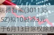 瑞德智能(301135.SZ)拟10股派3元 于6月13日除权除息