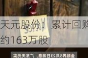 天元股份：累计回购约163万股