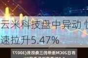 云米科技盘中异动 快速拉升5.47%