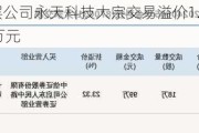 新三板创新层公司永天科技大宗交易溢价1.71%，成交金额109.68万元