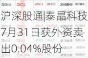 沪深股通|泰晶科技7月31日获外资卖出0.04%股份