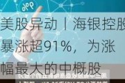 美股异动丨海银控股暴涨超91%，为涨幅最大的中概股