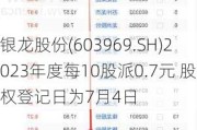 银龙股份(603969.SH)2023年度每10股派0.7元 股权登记日为7月4日