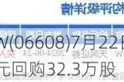 百融云-W(06608)7月22日斥资298.74万港元回购32.3万股