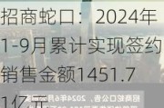 招商蛇口：2024年1-9月累计实现签约销售金额1451.71亿元