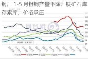 钢厂 1-5 月粗钢产量下降，铁矿石库存累库，价格承压