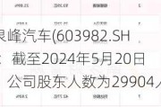 泉峰汽车(603982.SH)：截至2024年5月20日，公司股东人数为29904人