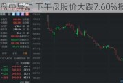 宏利营造盘中异动 下午盘股价大跌7.60%报3.64美元