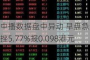 中播数据盘中异动 早盘急速下挫5.77%报0.098港元