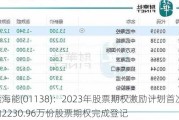 中远海能(01138)：2023年股票期权激励计划首次授予的2230.96万份股票期权完成登记