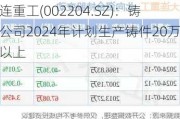 大连重工(002204.SZ)：铸业公司2024年***生产铸件20万吨以上